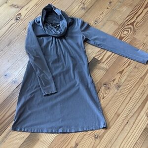 Athleta Heather Gray Cowl Neck Taupe/gray, medium dress with zip pockets